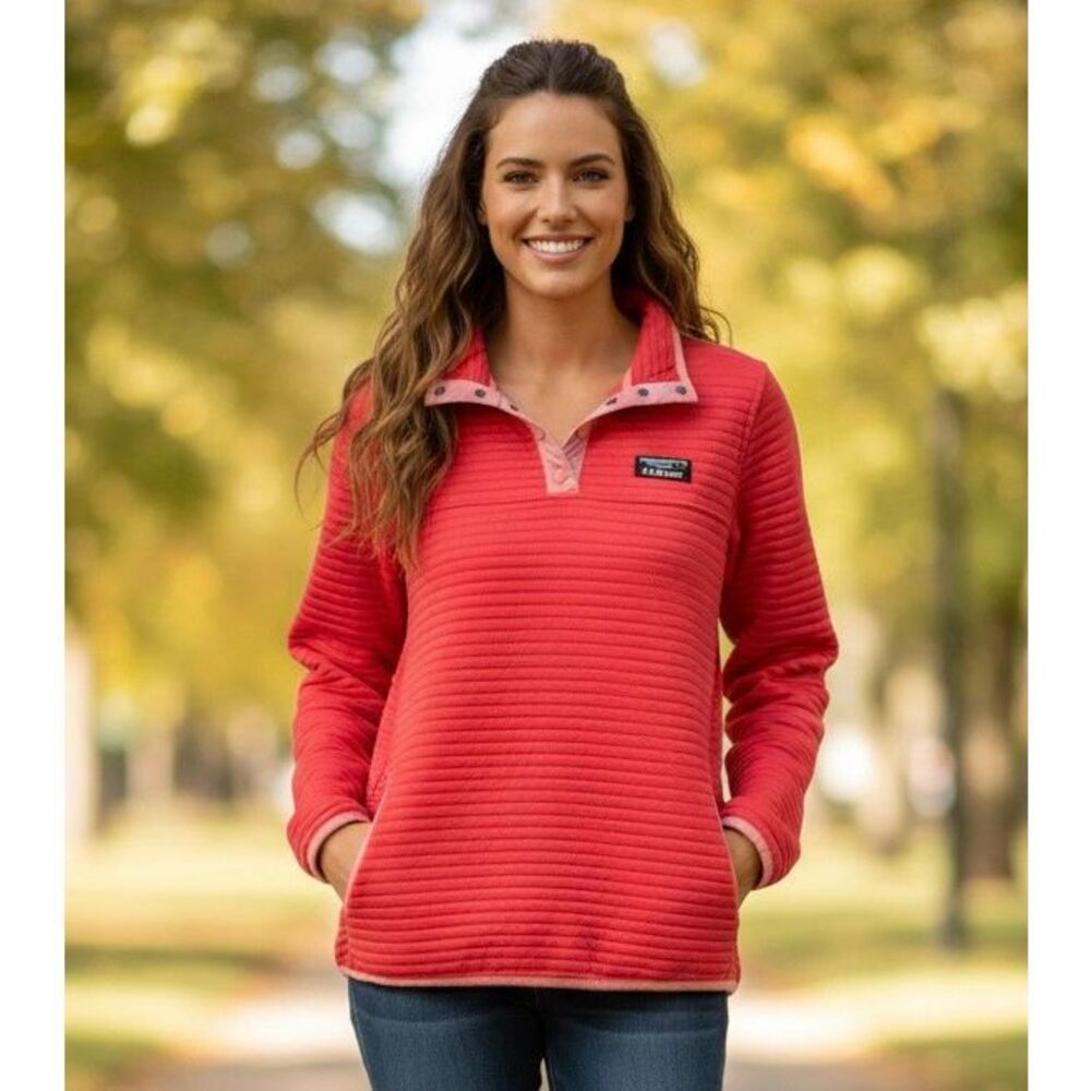 Ll Bean Pullover Allright Red Size Medium Petite - image 1